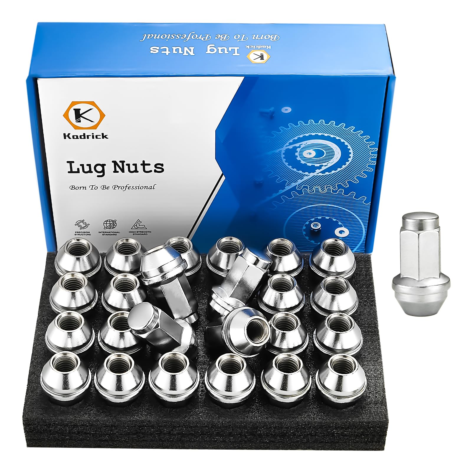 24Pcs Kadrick M14x2 Lug Nuts for F150 2004-2014,One-Piece Solid